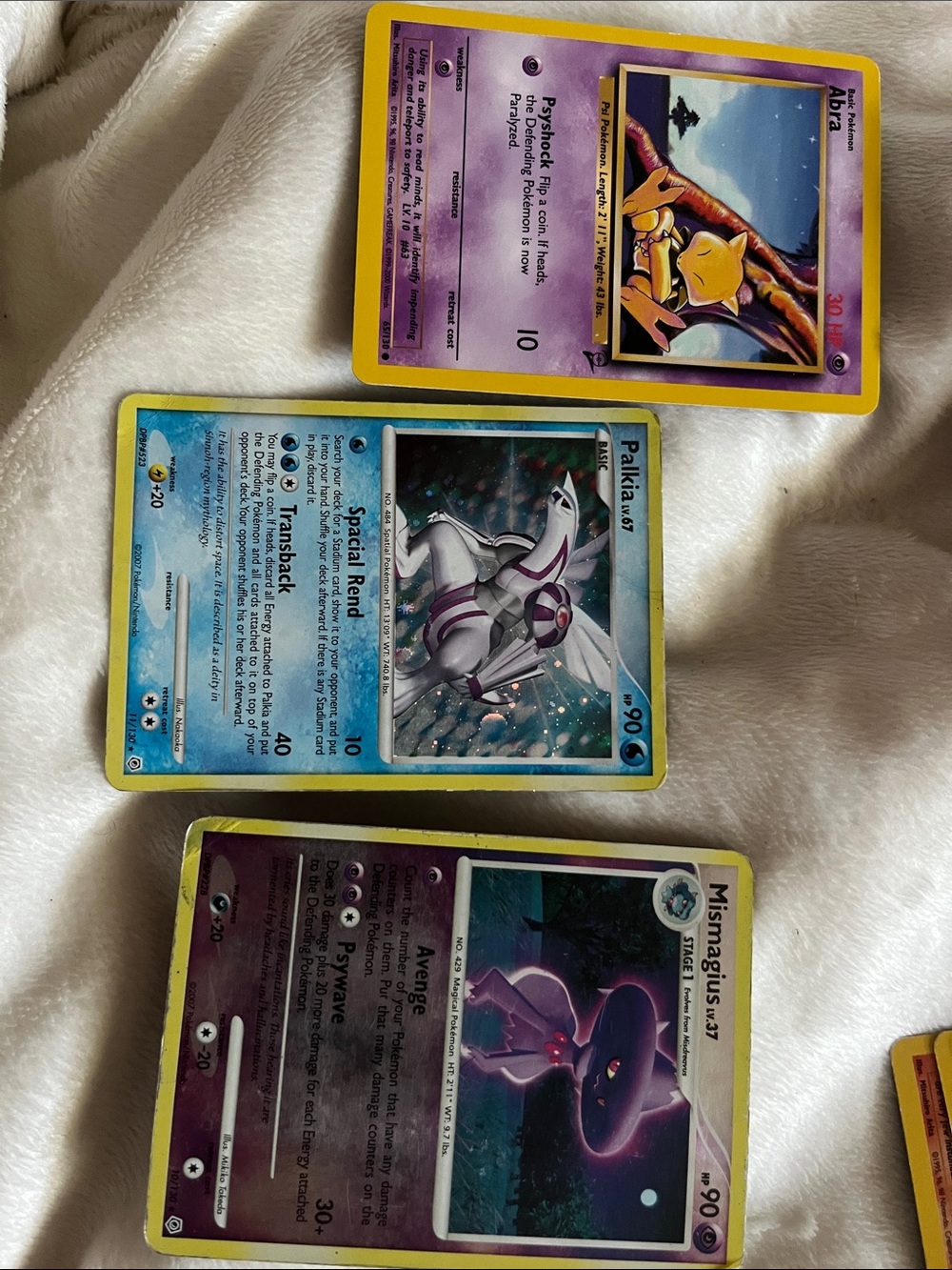 Pokemon Trading Cards - Abra, Palkia, Mismagius - Yellow Borders